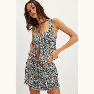 NEW FREE PEOPLE ELLIA PRIMARY FLORAL ELLIA SET XSMALL
